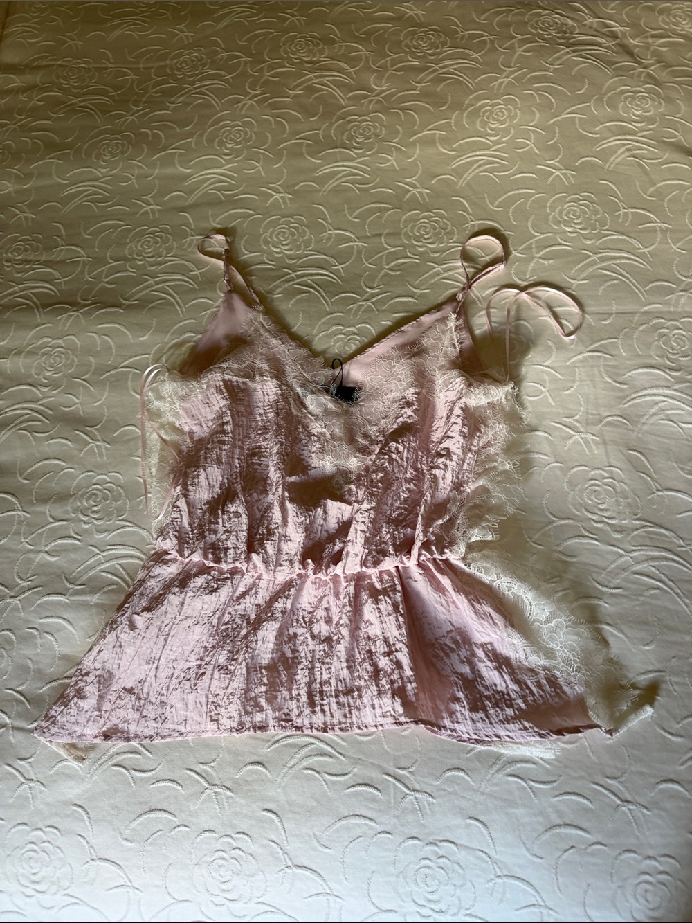 Zara Pink Lace-Trim Camisole Top